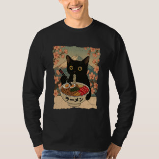 Anime Cat Ramen Japanese Funny Cat Graphic Tees An