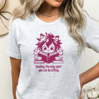 Anime Catboy leest een boek en grappige boekenquot T-shirt