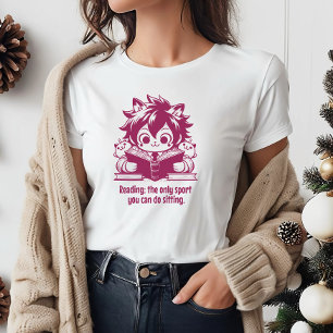 Anime Catboy leest een boek en grappige boekenquot T-shirt