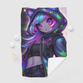 Anime Catgirl Night Glow Golfhanddoek (Insitu)