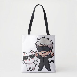 Anime Character & Blushing Cat T-shirt Draagtas
