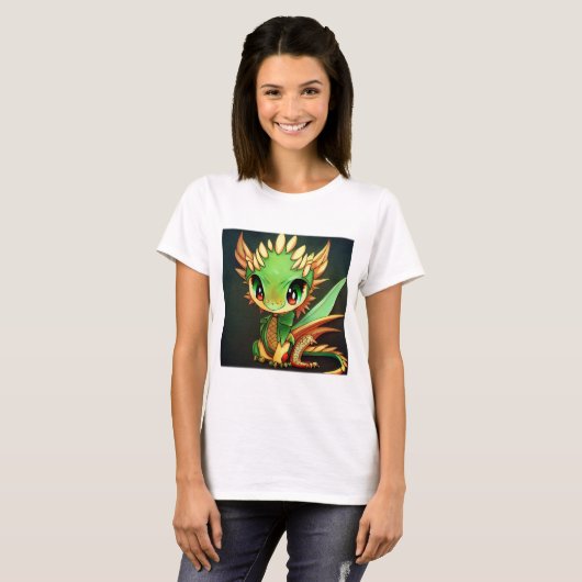 Anime Chibi Dragon Women's Basic T-Shirt (Voorkant volledig)
