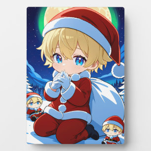 Anime Chibi Kerstman Jongen Kerst Omlijst Kunst Fotoplaat