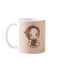Anime Chibi meisje met koffie