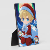 Anime Chibi Santa Boy Christmas Framed Art Fotoplaat (Zijkant)