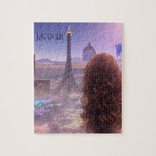Anime City Girl Day Dreaming over Skyline Legpuzzel