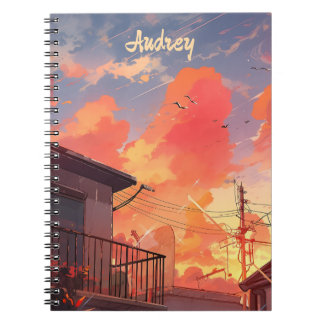 Anime Cityscape Sky Aesthetic - Anime Sunset Notitieboek