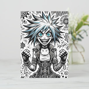 Anime Comic Vrolijke Kunst Origineel Blu_Eyes Blac Aankondiging