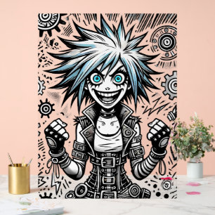 Anime Comic Vrolijke Kunst Origineel Blu_Eyes Blac Acryl Bord