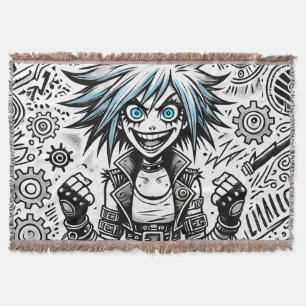 Anime Comic Vrolijke Kunst Origineel Blu_Eyes Blac Deken
