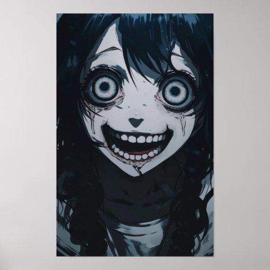 Anime Crazy Girl Psycho Crazy Face Poster (Voorkant)
