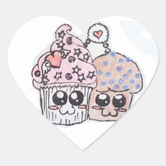 Anime cupcake en muffin in liefde stickers