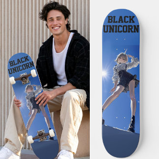 Anime Cyberpunk Black Unicorn Skateboard