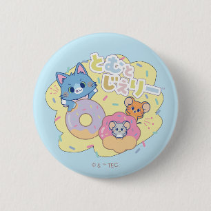 Anime Donut Delights beroemd gemaakt door Tom, Jer Ronde Button 5,7 Cm