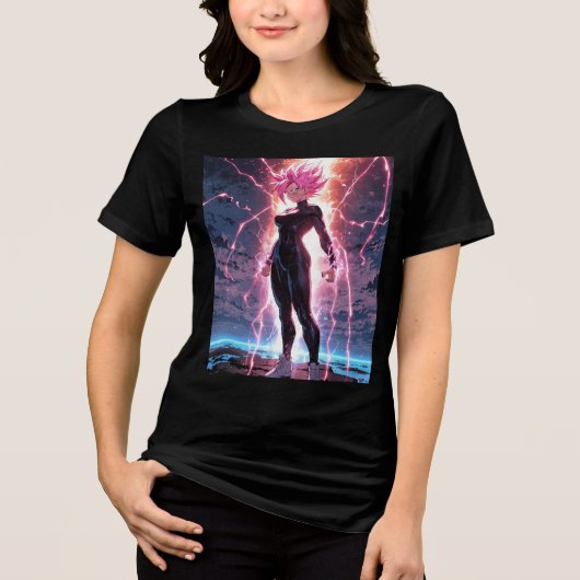 Anime Dreamscape Meisje in focus Tri-Blend Shirt (Voorkant)