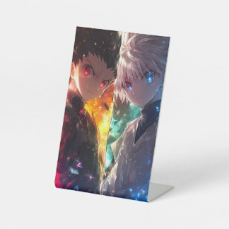 Anime Duo Dual Power Split Grafisch Acryl Tafelbla Reclamebord Met Voetstuk