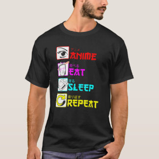 Anime Eat Sleep Repeteren Grappig Japans Manga Jap T-shirt