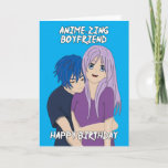 Anime Extraordinaire Boyfriend Carte d'anniversair<br><div class="desc">Ton copain adore l'anime ? Pourquoi ne pas leur envoyer cette carte d'anniversaire adorable et mignonne pour lui faire savoir qu'il est vraiment un petit ami extraordinaire et qu'il est tout à vous ! Ce joli design bleu avec un couple d'anime est numériquement dessiné à la main par moi !...</div>