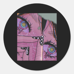 Anime Eyes pasta Kawaii Girl Aesthetic Japans O Ronde Sticker