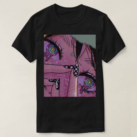 Anime Eyes pasta Kawaii Girl Aesthetic Japans O T-shirt (Design voorkant)