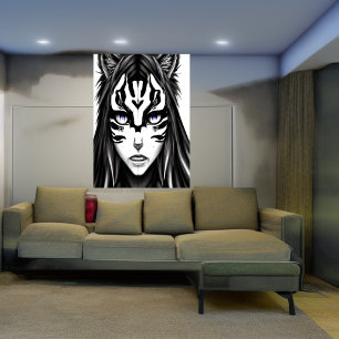 Anime fille aux yeux pourpres   AI Art Poster