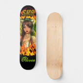 Anime fille avec feu flamme Skateboard (Recto)