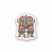 Anime Firefighter Team & Dalmatian Vinyl Sticker (Voorkant)