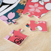 Anime Floral Geisha rose blanc puzzle (Côté)