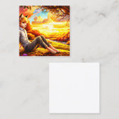 Anime Fox Man in Landschap bij zonsondergang Contactkaartje (Voorkant / Achterkant)