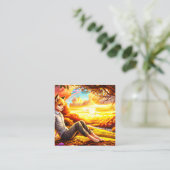 Anime Fox Man in Landschap bij zonsondergang Contactkaartje (Staand voorkant)