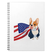 Anime Franse Bulldog met Amerikaanse vlag