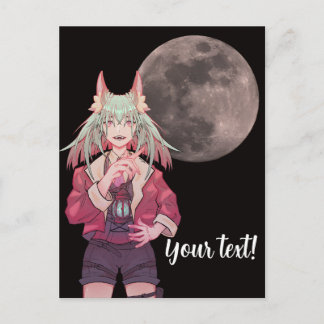 Anime, full moon briefkaart