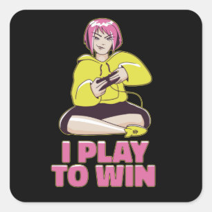 ANIME GAMER GIRL VIERKANTE STICKER