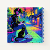 Anime Gamer met Black Cat | Notitieboek (Achterkant)