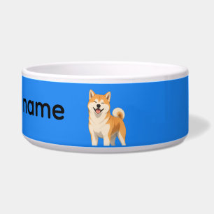 Anime-Gelukkige Akita en aangepaste hondennaam Voerbakje