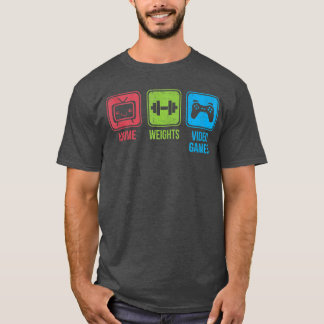 Anime Gewichten Videogames Otaku Workoutankop vint T-shirt