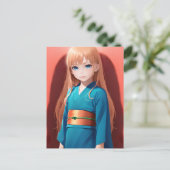 Anime Girl 040 Briefkaart (Staand voorkant)