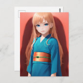 Anime Girl 040 Briefkaart (Voorkant / Achterkant)