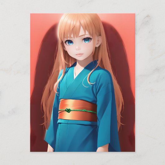 Anime Girl 040 Briefkaart (Voorkant)