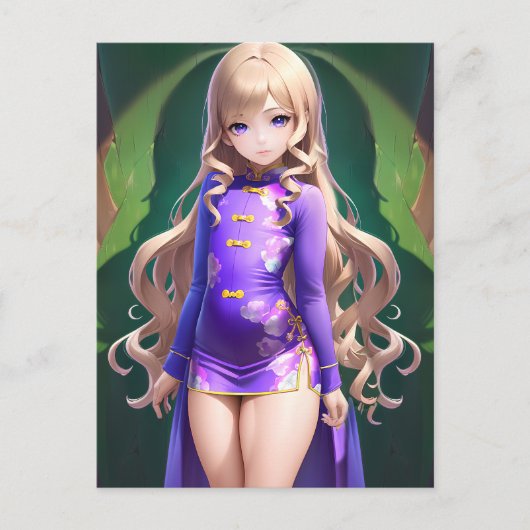 Anime Girl 042 Briefkaart (Voorkant)