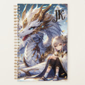 Anime Girl and White and Gold Dragon Monogrammé (Devant)