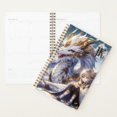 Anime Girl and White and Gold Dragon Monogrammé (Devant avec enveloppe)