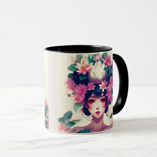 Anime Girl Crowned with Lotus Blossoms Mok (Voorkant rechts)