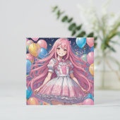 Anime Girl doux 16 anniversaire Invitation (Debout devant)