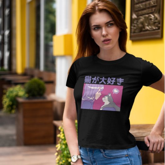 Anime Girl en Cat T-shirt