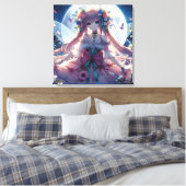 Anime Girl Flower Moon Fairy Canvas Afdruk (Insitu (Slaapkamer))