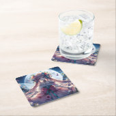 Anime Girl Flower Moon Fairy Vierkante Kartonnen Onderzetter (Insitu)