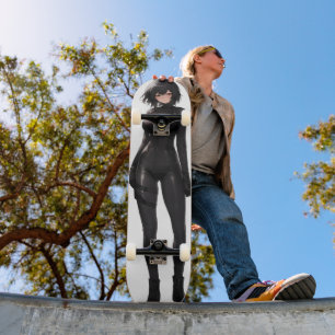 Anime Girl in Bodysuit Skateboard