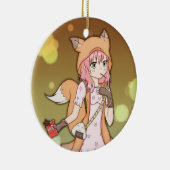 Anime Girl in Fox Cosplay Keramisch Ornament (Rechts)