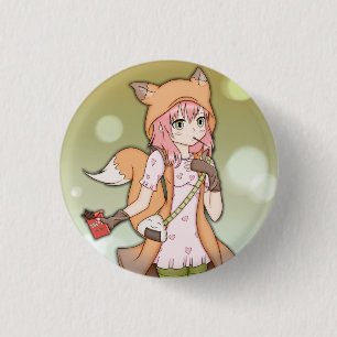 Anime Girl in Fox Cosplay Ronde Button 3,2 Cm